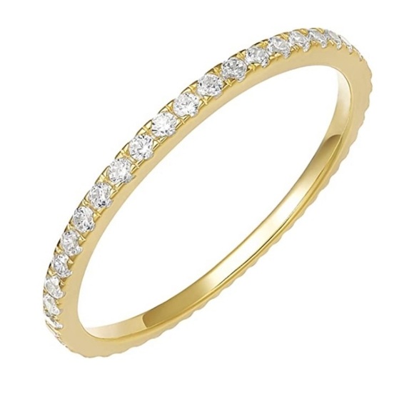Gold Plated Ring with CZ Diamond Eternity Size 6.25 - Picture 1 of 5
